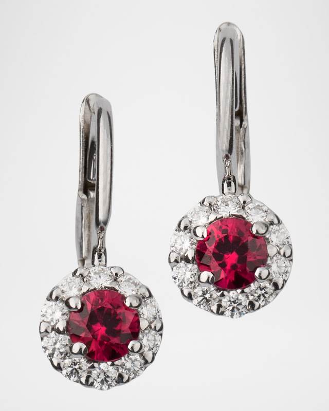 18K White Gold Ruby and Diamond Earrings